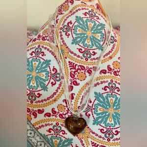 Glass blown heart with ribbon/cord necklace